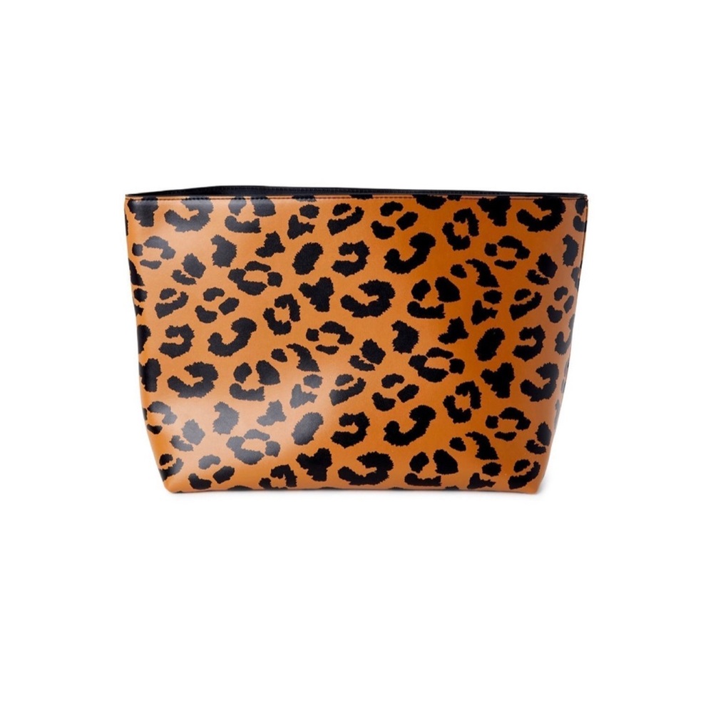 Time and Tru Womens Leopard Tote Organizer Handbag Insert Laptop Pocket Brown